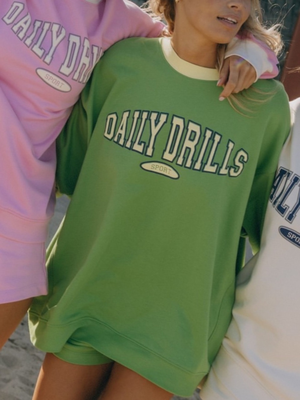 Daily Drills Unisex Oversized Sport Crew Green & Yellow (XS/S)